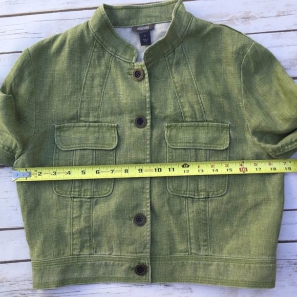 Kenneth Cole Reaction Green Cropped Linen Jacket - Picture 8 of 8